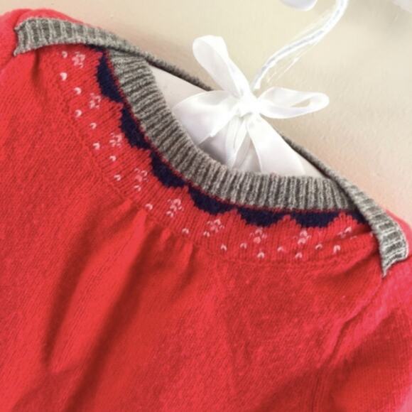 Baby Boden Fair Isle Red Knit Sweater Dress 6-12 Months - Picture 2 of 5